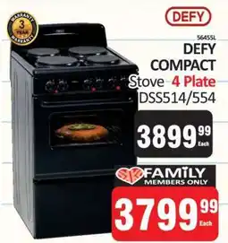 KitKat Cash and Carry DEFY COMPACT Stove - 4-Plate DSS514/554 offer