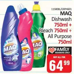 KitKat Cash and Carry MAQ Dishwash 750ml + Bleach 750ml + All Purpose 750ml offer