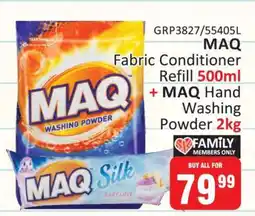 KitKat Cash and Carry MAQ Fabric Conditioner Refill 500ml + MAQ Hand Washing Powder 2kg offer