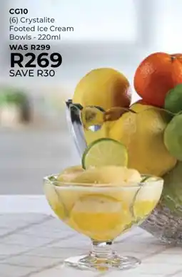 Table Charm Direct CG10 Crystalite Footed Ice Cream Bowls offer