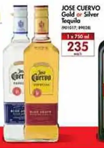Jose Cuervo Gold or Silver Tequila 750ml