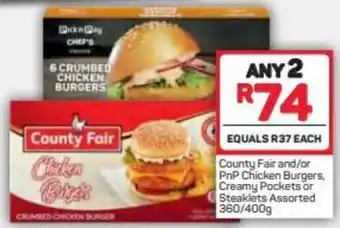 Pick n Pay Country Fair and/or Pnp Chicken Burgers, Creamy Pockets or Steaklets Assorted 360/400g offer