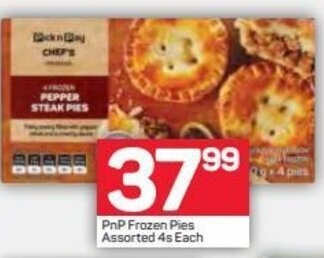 Pick n Pay PnP Frozen Pies Assorted 4s offer