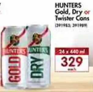 Hunters GOld, Dry or Twister Cans 24x440ml