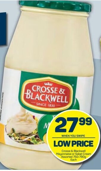 Pick n Pay Crosse & Blackwell Mayonnaise or Salad Cream Assorted 750-790g offer