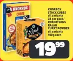 Usave Knorrox stock cubes/ Robertsons rajah curry powder offer