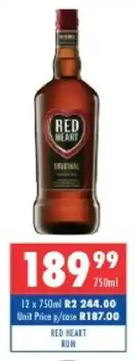 Ultra Liquors Red heart rum offer