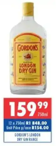 Ultra Liquors Gordon's london dry gin range offer