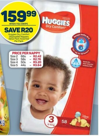 Pick n Pay Huggies Dry Comfort Disposable Nappies Value Pack Assorted Per Pack offer