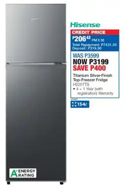 OK Furniture Hisense Titanium Silver-Finish Top-Freezer Fridge offer