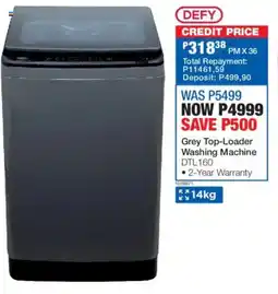 OK Furniture Defy Grey Top-Loader Washing Machine offer