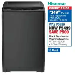 OK Furniture Hisense Black Top-Loader Washing Machine offer
