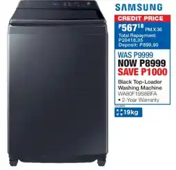 OK Furniture Samsung Black Top-Loader Washing Machine offer