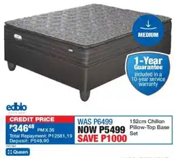 OK Furniture Edblo 152cm Chillon Pillow-Top Base Set offer