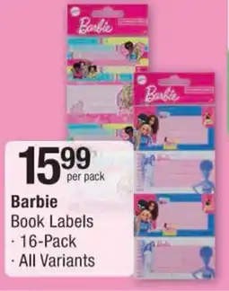 Checkers Barbie Book Labels offer