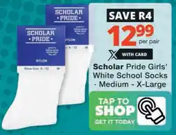 Checkers Scholar Pride Girls White School Socks offer