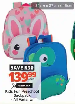 Checkers Kids Fun Preschool Backpack offer