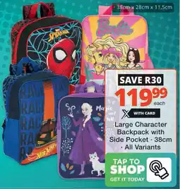 Checkers Large Character Backpack with Side Pocket offer