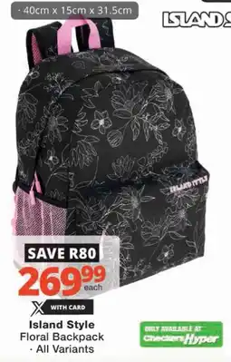 Checkers Island Style Floral Backpack offer