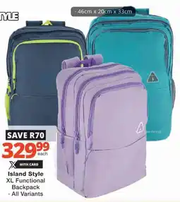 Checkers Island Style XL Functional Backpack offer