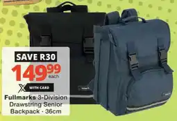 Checkers Fullmarks 3-Division Drawstring Senior Backpack offer