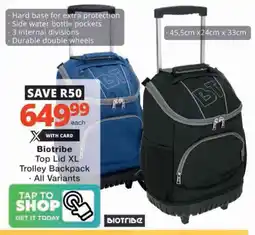 Checkers Biotribe Top Lid XL Trolley Backpack offer