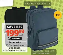 Checkers Fullmarks 2-Compartment Backpack offer