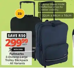 Checkers Fullmarks 2-Division Large Trolley Backpack offer