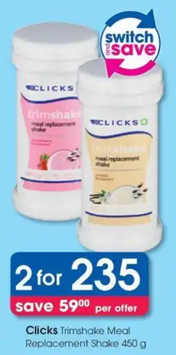 Clicks Clicks Trimshake Meal Replacement Shake offer