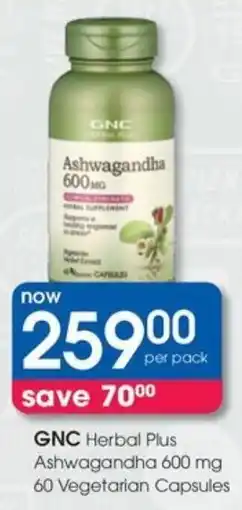 Clicks GNC Herbal Plus Ashwagandha 600 mg offer