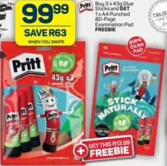 Pick n Pay Pritt Buy 3 x 43g Glue Sticks and Get 1xA4 Punched 80-Page offer