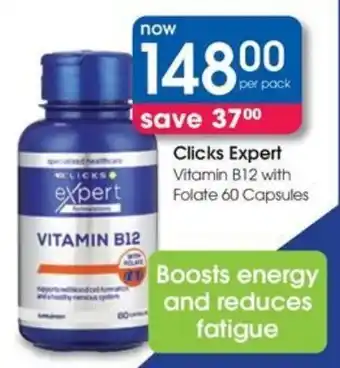 Clicks Expert Vitamin B12 with Folate