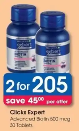 Clicks Clicks Expert Advanced Biotin 500 mcg offer