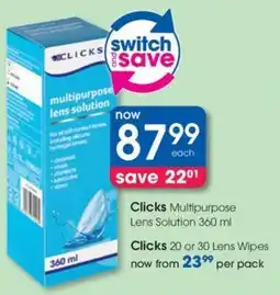 Clicks Clicks Multipurpose Lens Solution offer