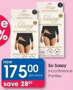 Clicks So Sassy Incontinence Panties offer