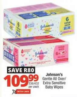 Checkers Johnson's Gentle All Over/ Extra Sensitive Baby Wipes offer