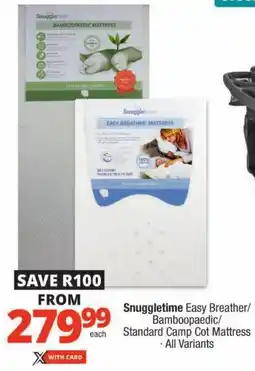 Checkers Snuggletime Easy Breather/ Bamboopaedic/ Standard Camp Cot Mattress offer