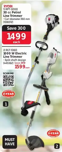 Makro Ryobi 30 cc Petrol Line Trimmer offer