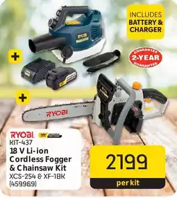 Makro Ryobi 18 V Li-ion Cordless Fogger & Chainsaw Kit offer