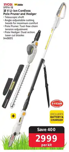 Makro Ryobi 18 V Li-ion Cordless Pole Pruner and Hedger offer
