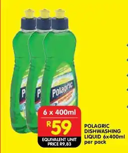 Shoprite POLAGRIC DISHWASHING LIQUID 6x400ml per pack offer