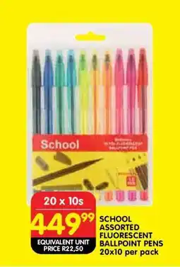 Shoprite SCHOOL ASSORTED FLUORESCENT BALLPOINT PENS offer