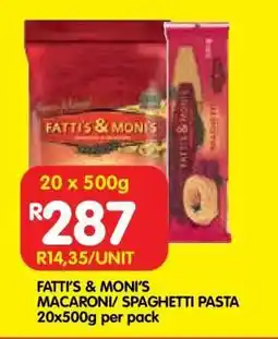Shoprite Fatti's & Moni's Macaroni/Spaghetti Pasta offer