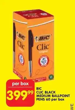 Shoprite BIC CLIC BLACK MEDIUM BALLPOINT PENS 60 per box offer