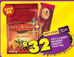 Shoprite Fatti's & Moni's Macaroni/Spaghetti Pasta 500g offer