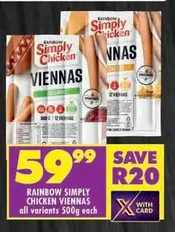Shoprite Rainbow Simply Chicken Viennas offer