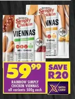 Shoprite Rainbow Simply Chicken Viennas offer