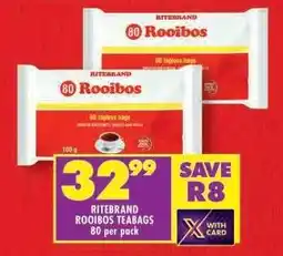 Shoprite RITEBRAND ROOIBOS TEABAGS 80 per pack offer
