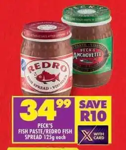 Shoprite PECK'S FISH PASTE/REDRO FISH SPREAD 125g each offer
