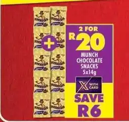 Shoprite Munch Chocolate Snacks 5x14g offer